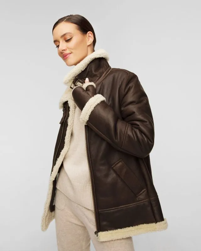 Giacca in pelle con guanti da donna Aeronautica Militare