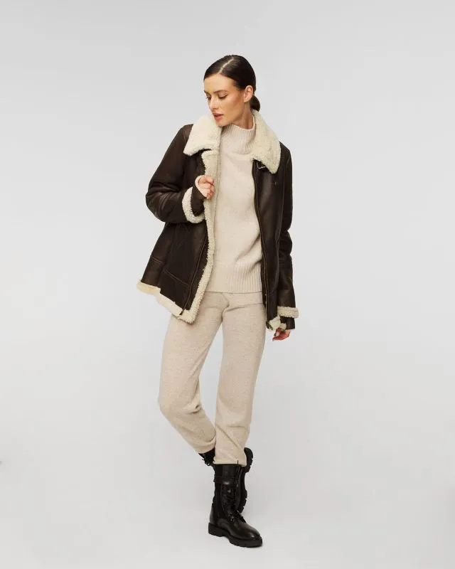 Giacca in pelle con guanti da donna Aeronautica Militare