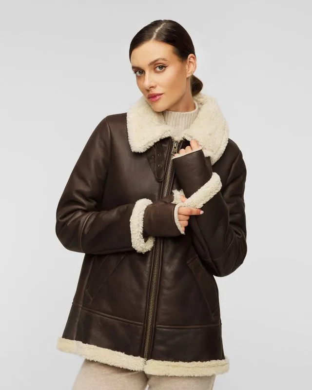 Giacca in pelle con guanti da donna Aeronautica Militare