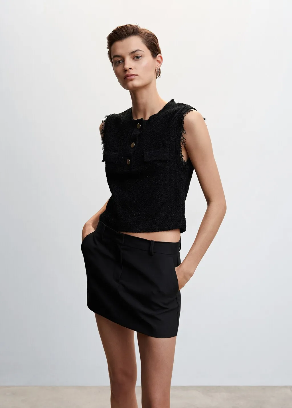 Gilet maglia collo bottoni