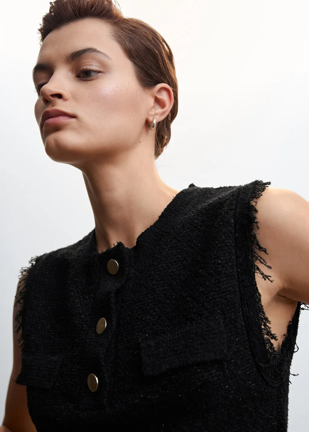 Gilet maglia collo bottoni
