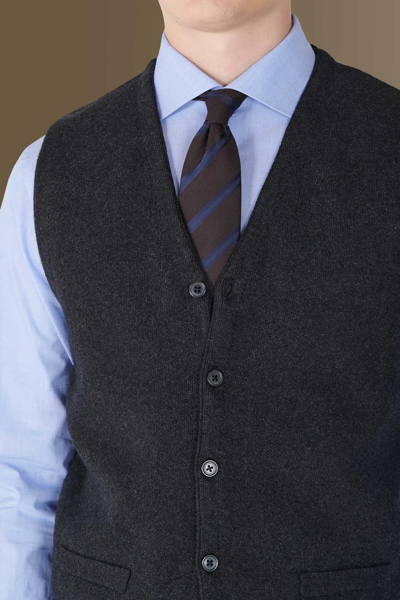 Gilet monopetto in maglia misto lana e cotone
