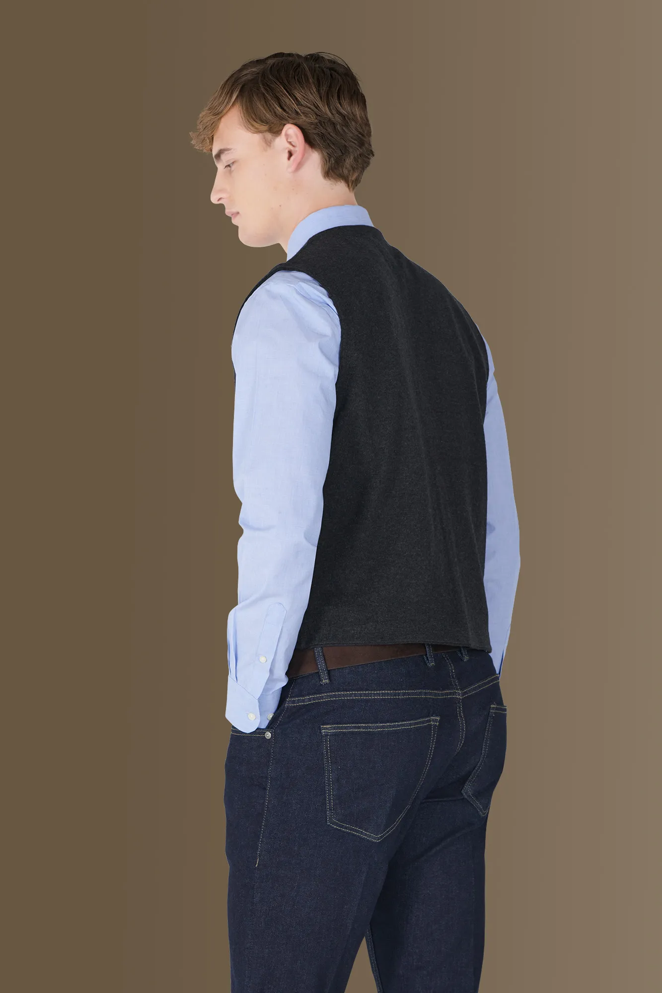 Gilet monopetto in maglia misto lana e cotone