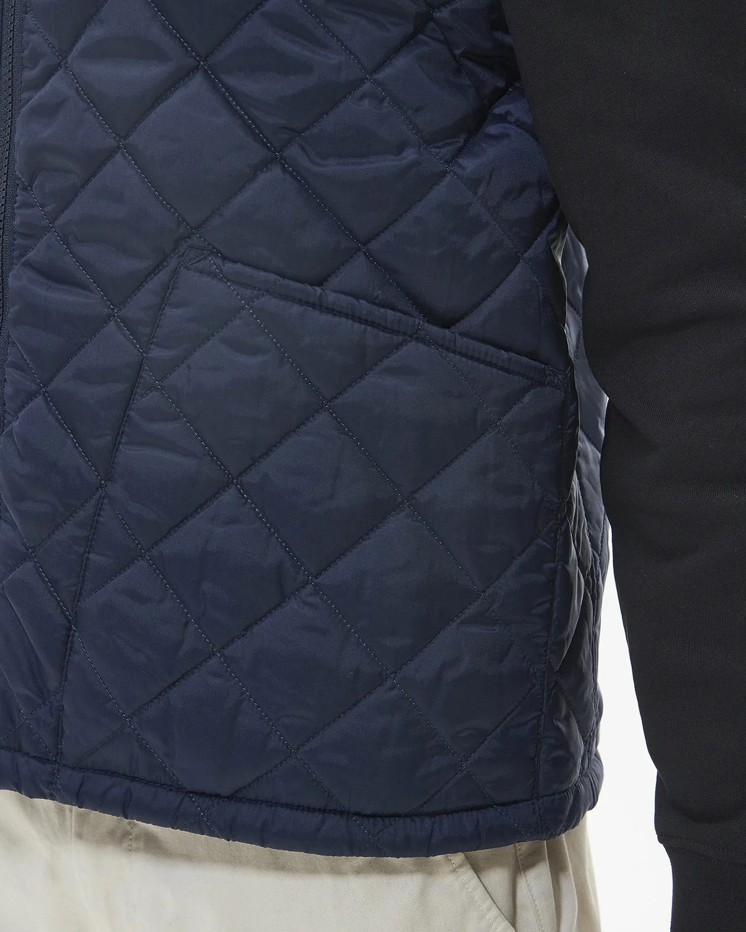 Gilet Monty blu trapuntato a rombi con colletto in velluto