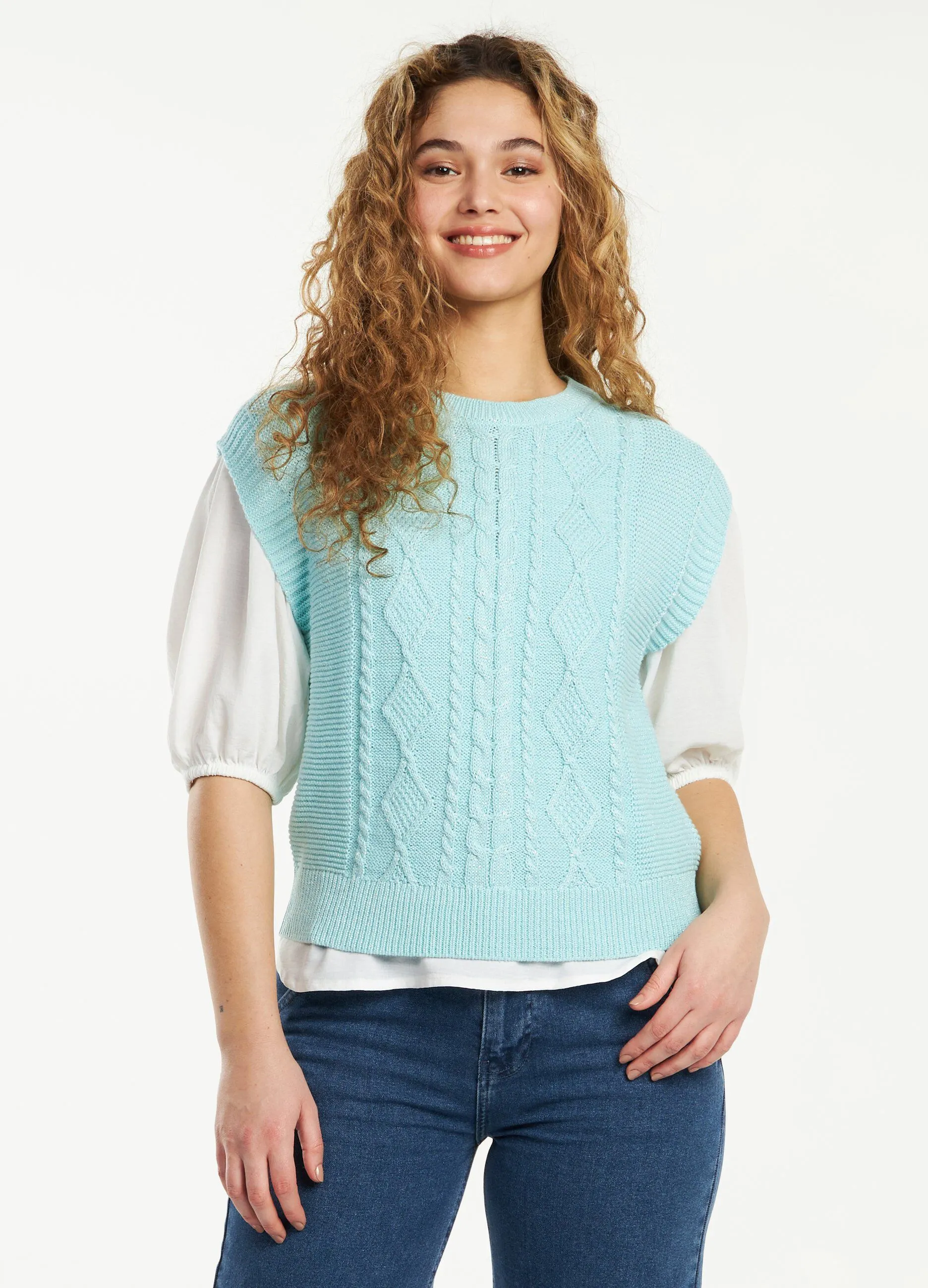 Gilet tricot trecce donna