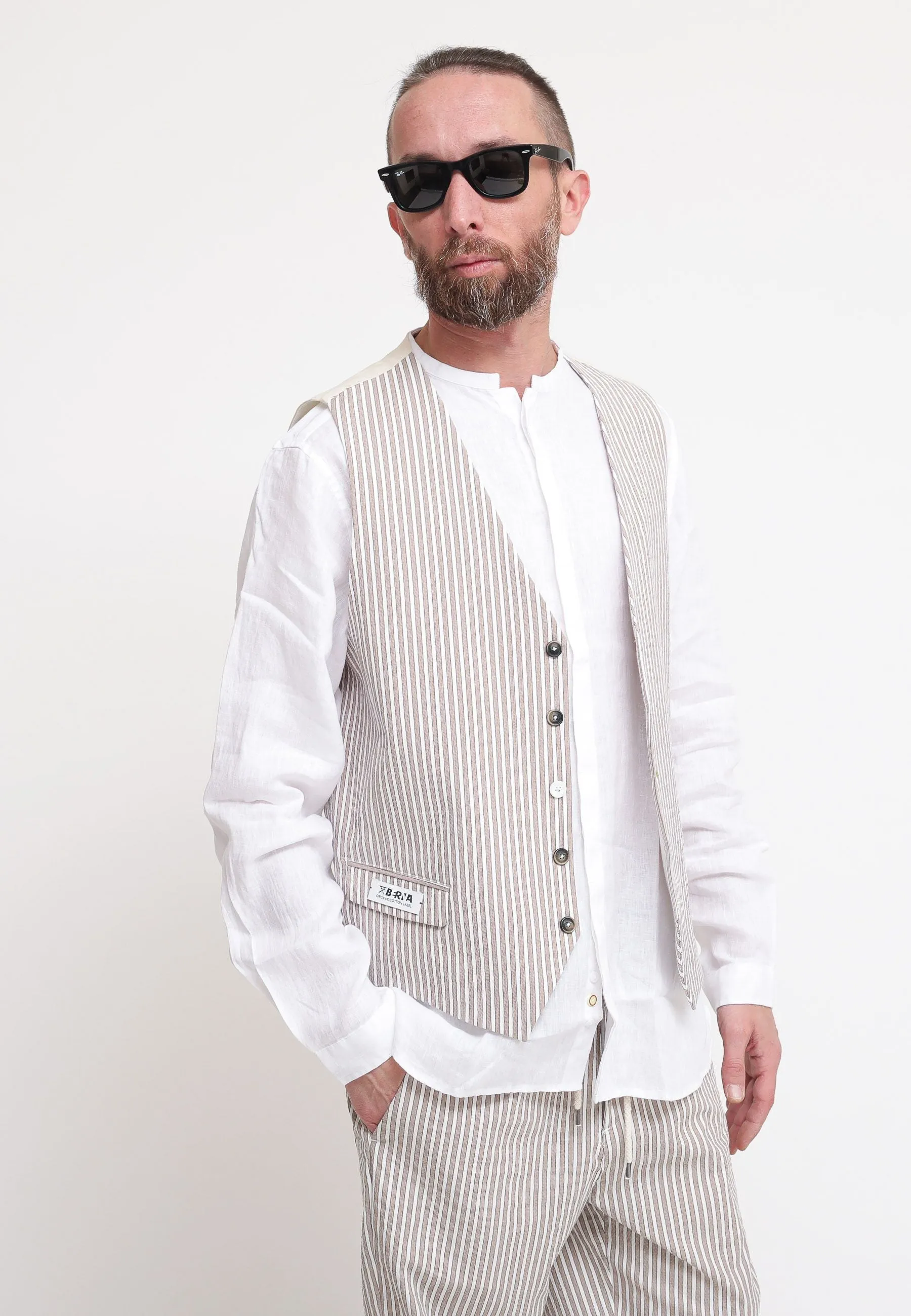 Gilet Uomo Righe - Sabbia