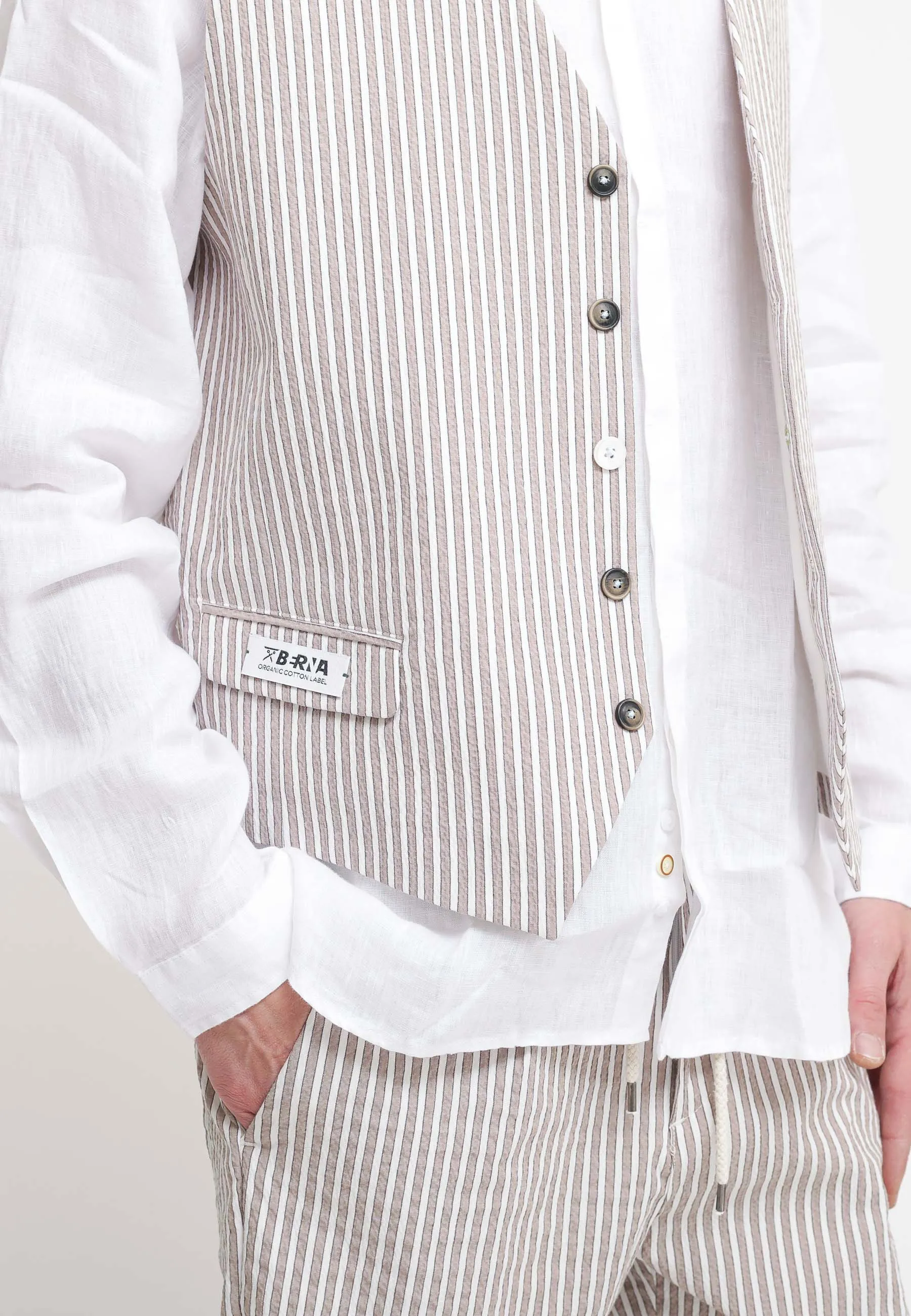 Gilet Uomo Righe - Sabbia