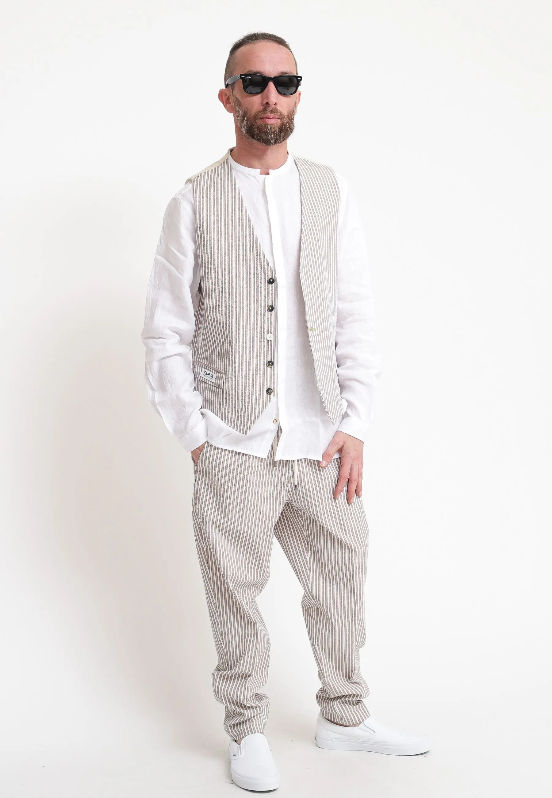 Gilet Uomo Righe - Sabbia
