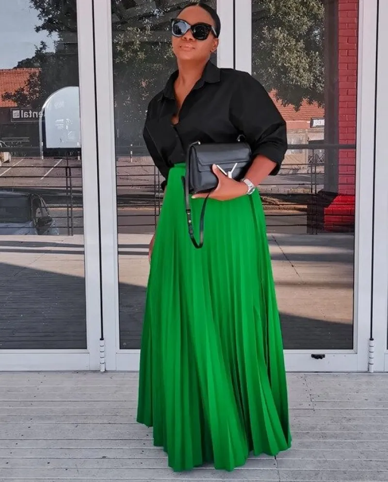 Gonna delle donne 2022 di Autunno della Molla Nuovo Ufficio Della Signora Pendolari Solido A Vita Alta Allentato Elegante Moda A
