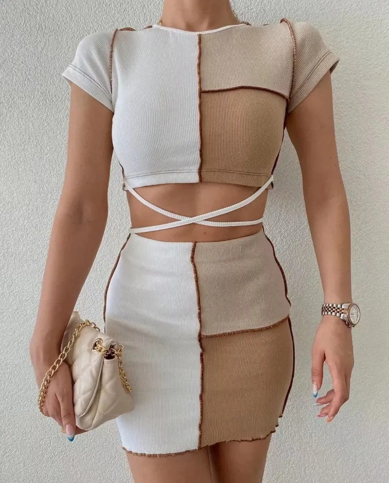 Gonna elastica slim fit con filo di colore a contrasto moda donna S Street Style