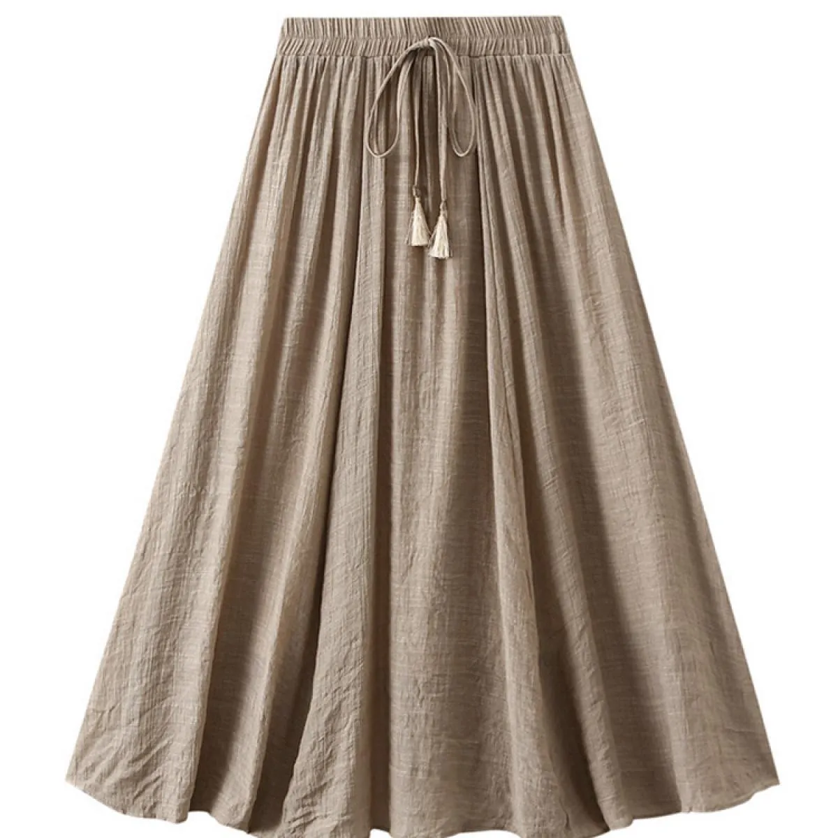 Gonna lunga solida a 2 strati vintage da donna Moda elastica a vita alta in cotone e lino Swing A Line Gonne 2023 Estate K268