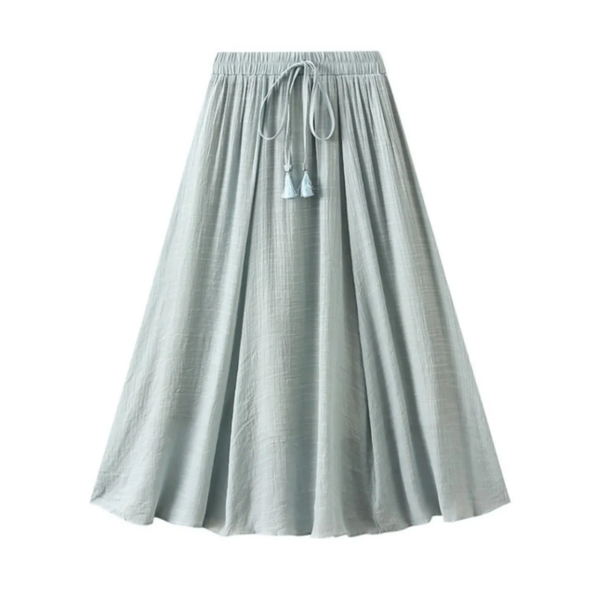 Gonna lunga solida a 2 strati vintage da donna Moda elastica a vita alta in cotone e lino Swing A Line Gonne 2023 Estate K268