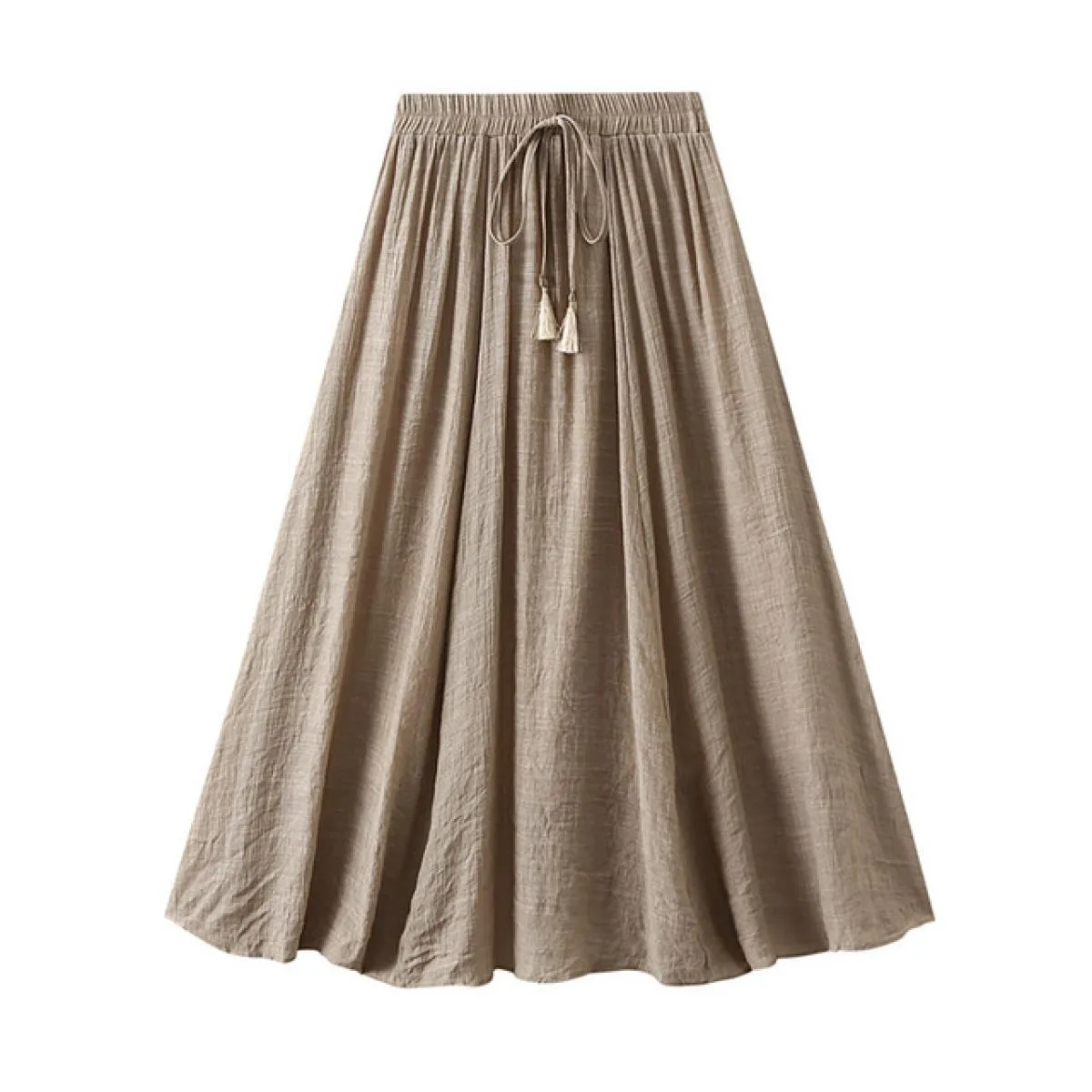 Gonna lunga solida a 2 strati vintage da donna Moda elastica a vita alta in cotone e lino Swing A Line Gonne 2023 Estate K268