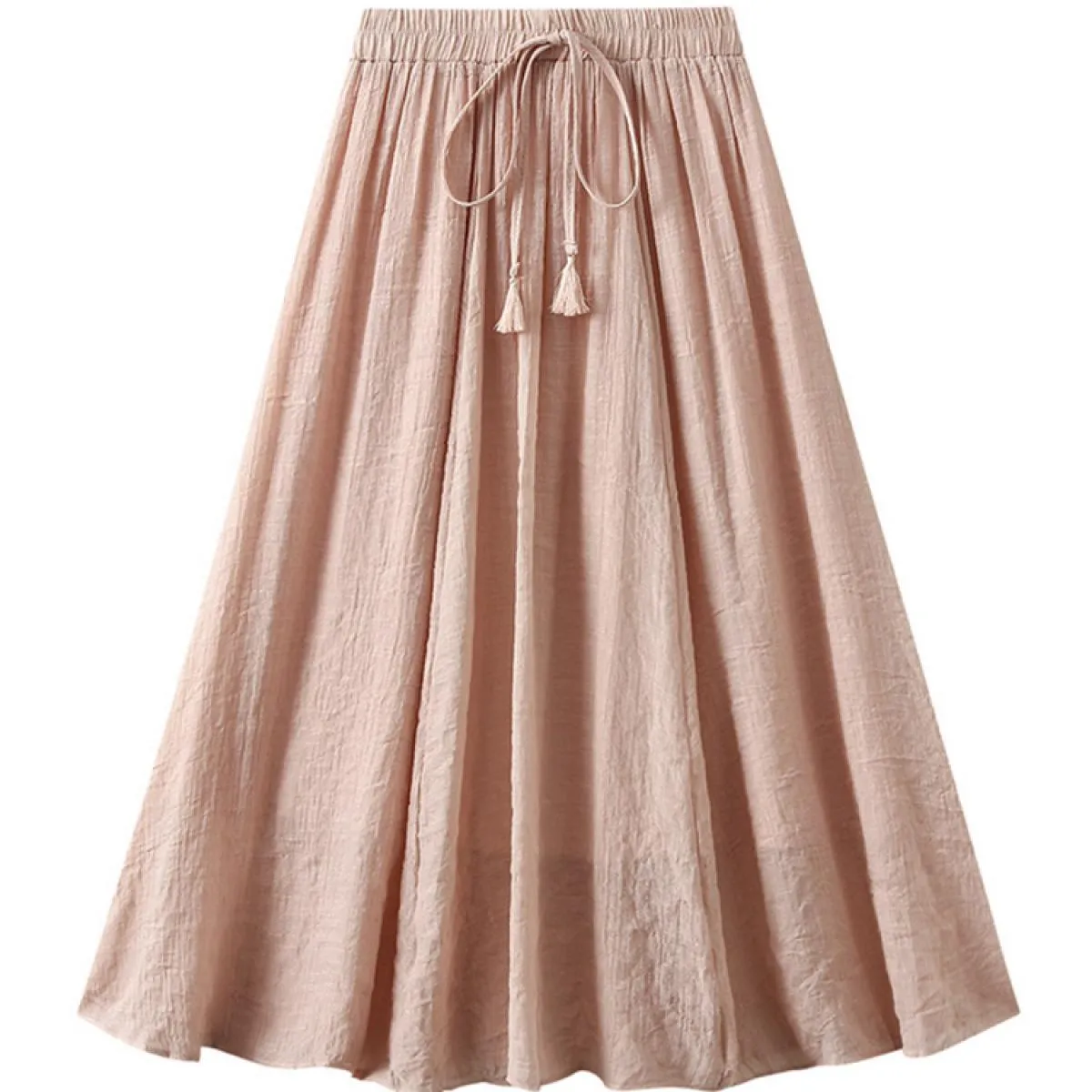 Gonna lunga solida a 2 strati vintage da donna Moda elastica a vita alta in cotone e lino Swing A Line Gonne 2023 Estate K268