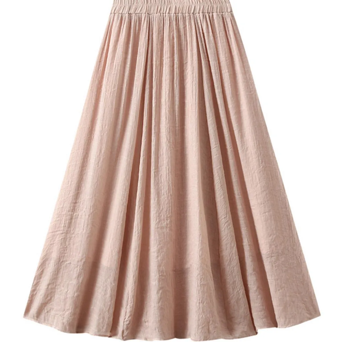 Gonna lunga solida a 2 strati vintage da donna Moda elastica a vita alta in cotone e lino Swing A Line Gonne 2023 Estate K268