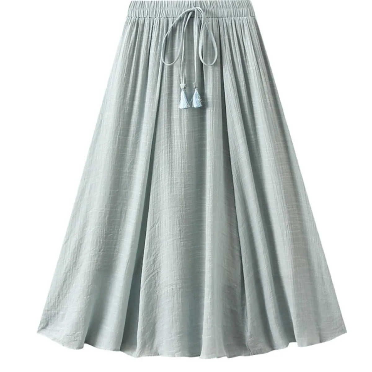 Gonna lunga solida a 2 strati vintage da donna Moda elastica a vita alta in cotone e lino Swing A Line Gonne 2023 Estate K268