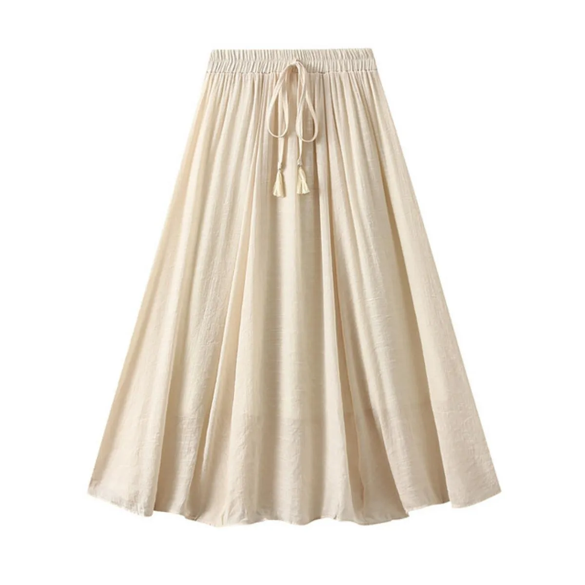 Gonna lunga solida a 2 strati vintage da donna Moda elastica a vita alta in cotone e lino Swing A Line Gonne 2023 Estate K268