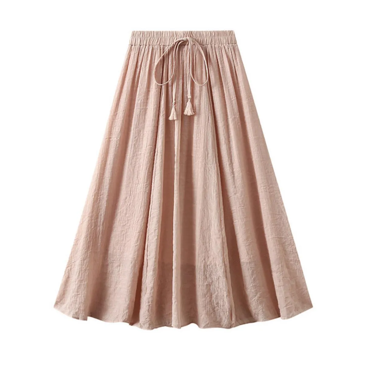 Gonna lunga solida a 2 strati vintage da donna Moda elastica a vita alta in cotone e lino Swing A Line Gonne 2023 Estate K268