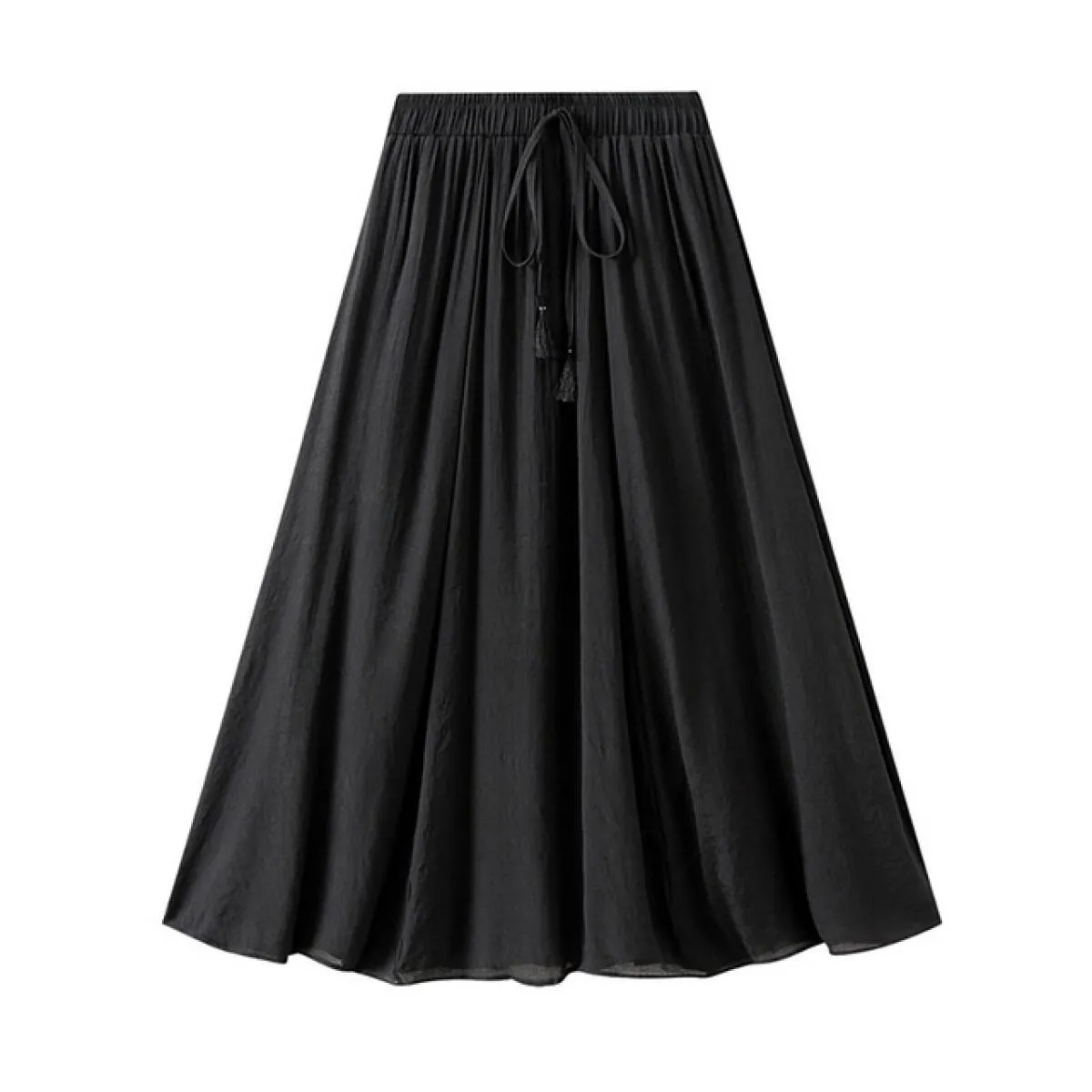 Gonna lunga solida a 2 strati vintage da donna Moda elastica a vita alta in cotone e lino Swing A Line Gonne 2023 Estate K268