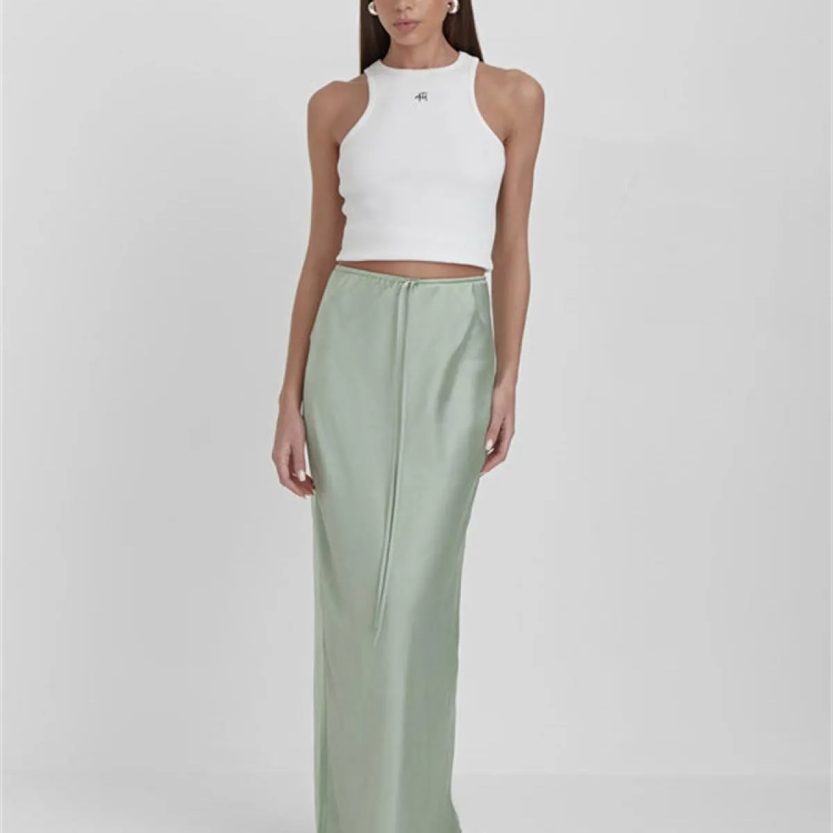 Gonna maxi con lacci casual estiva per donna Patchwork slim a vita alta solida elegante fasciatura pieghettata da sci lungo femm