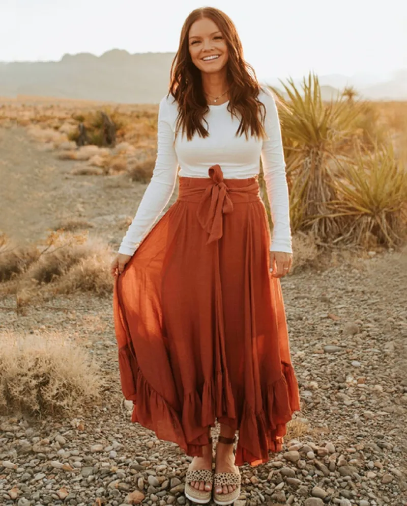 Gonne con volant Donne Fasciature a vita alta Gonna lunga asimmetrica Boho Solid Casual Party Streetwear Slim Vestido Gonne Lo