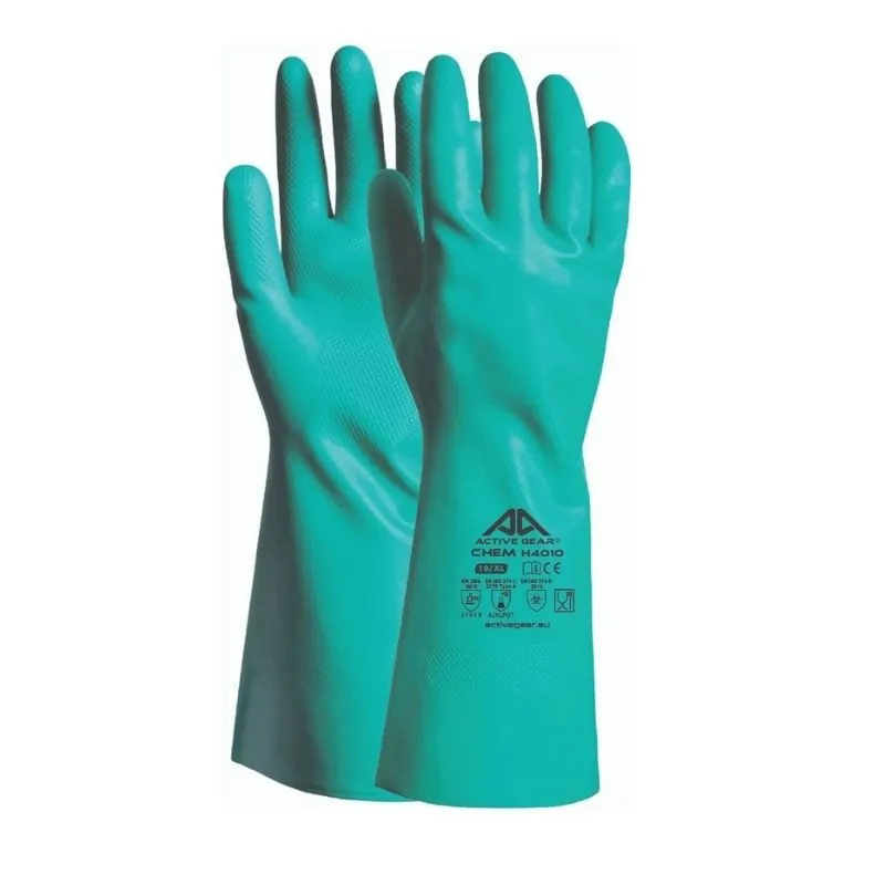 Guanto in nitrile con finitura antiscivolo, floccatura interna lunghezza 33 cm