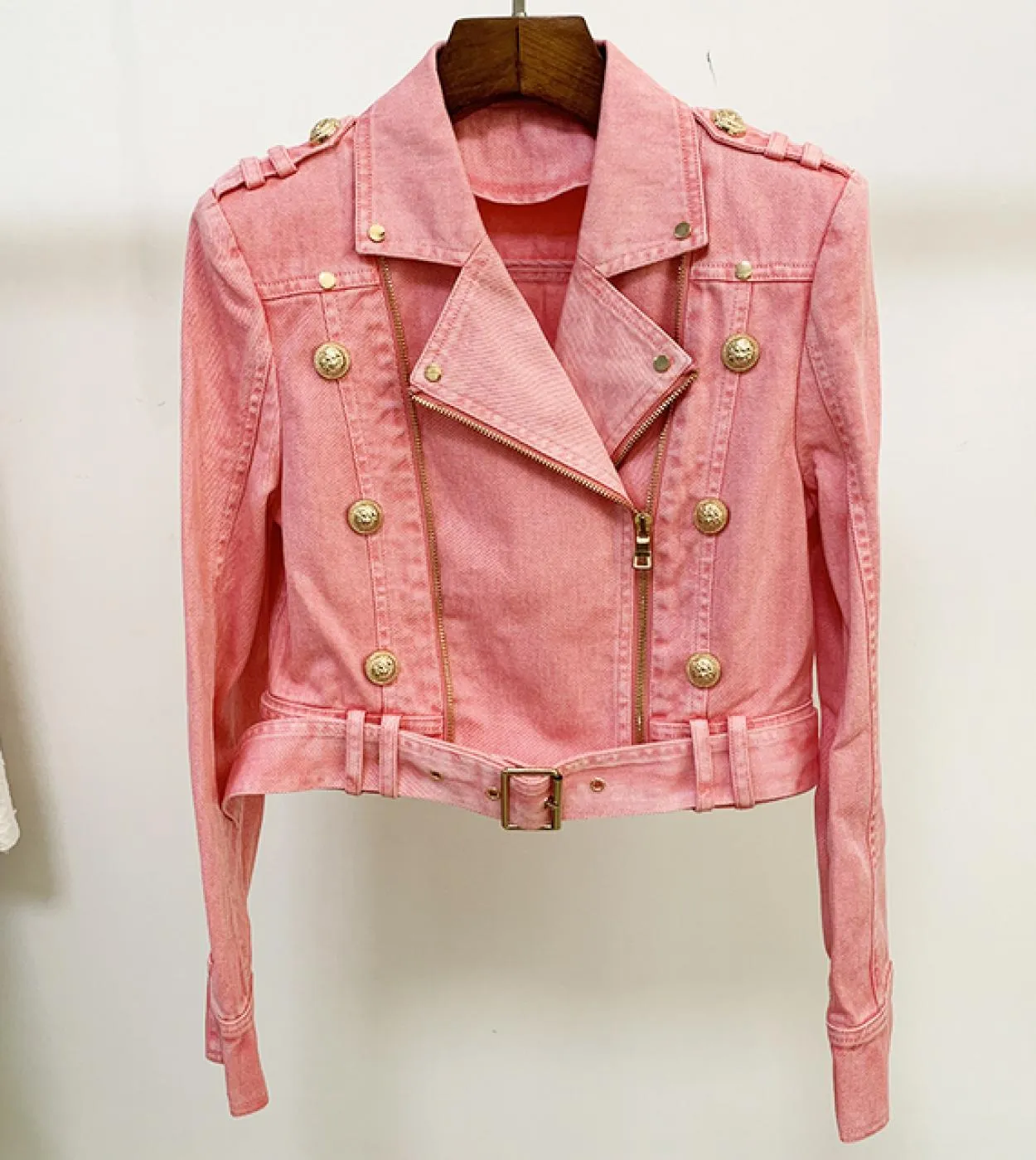 High Street Newest 2022 Designer Biker Jacket Womens Lion Buttons Giacche da motociclista in denim da motociclista
