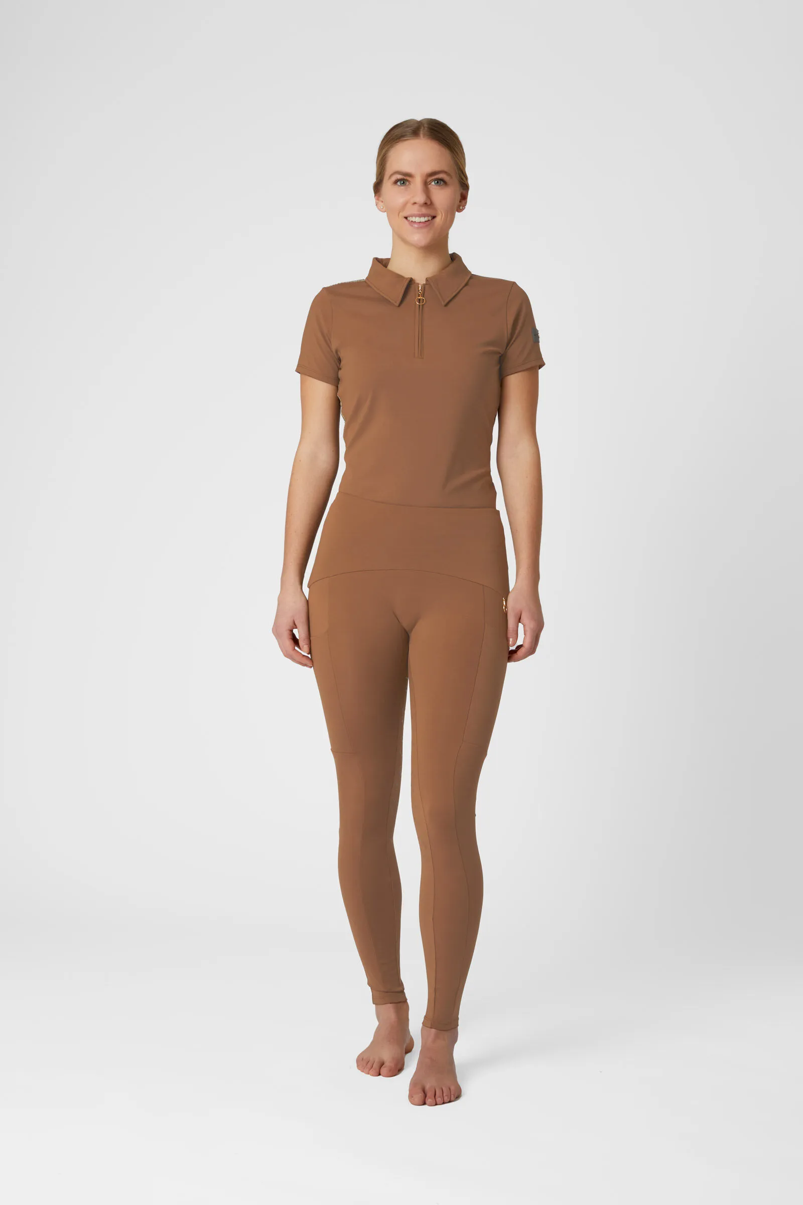 Horze Sagira Maglia da allenamento con retro dorato da donna