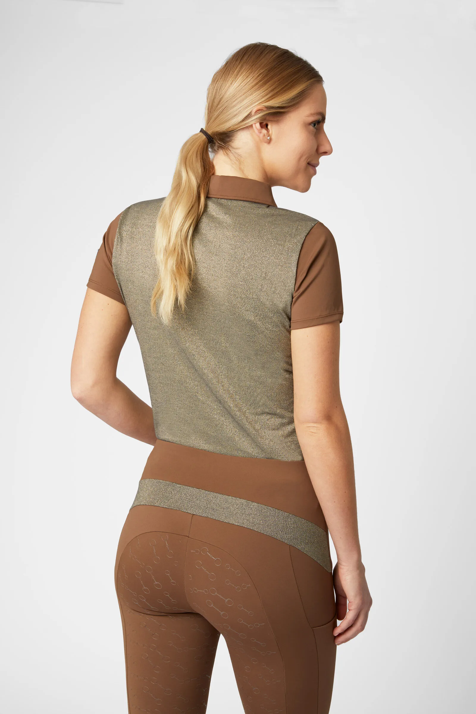 Horze Sagira Maglia da allenamento con retro dorato da donna