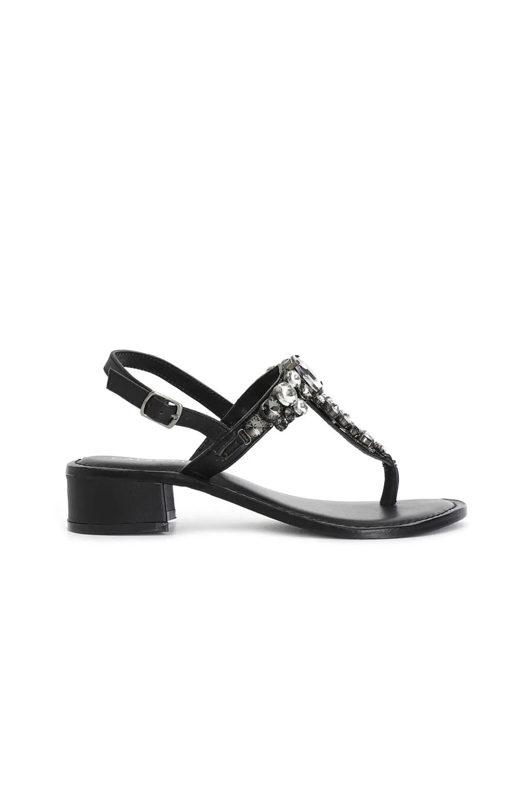 infradito gioiello in pelle nero
