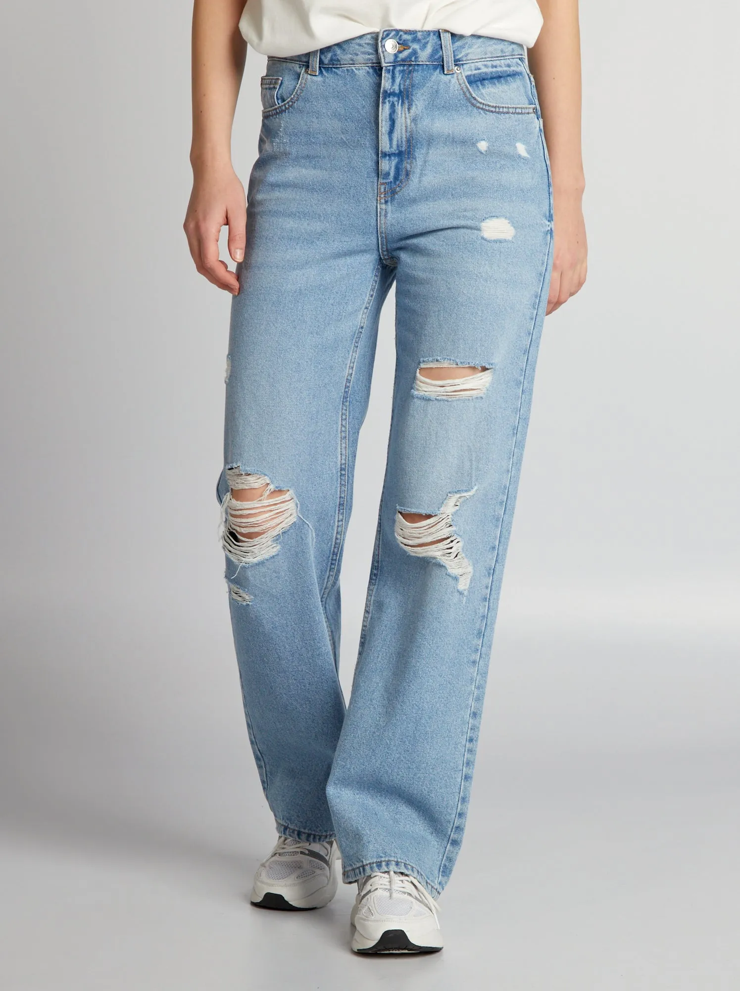 Jeans a palloncino con abrasioni - BLU
