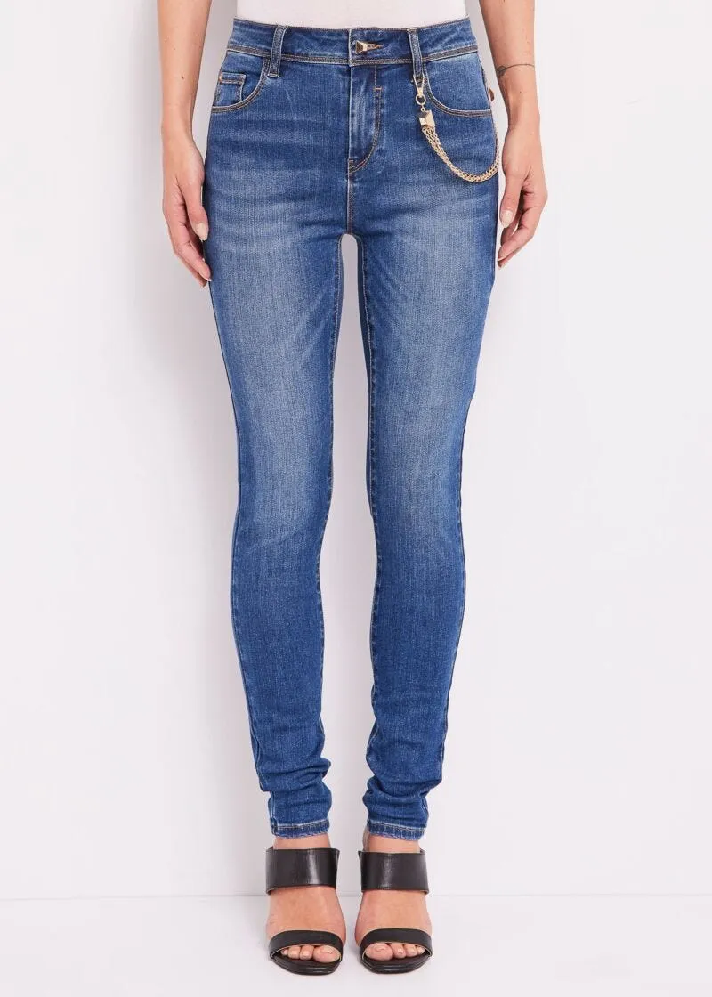 Jeans skinny con catena