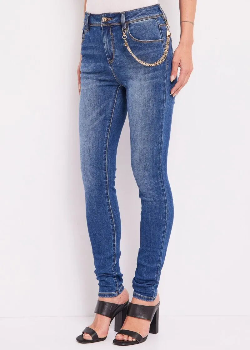 Jeans skinny con catena