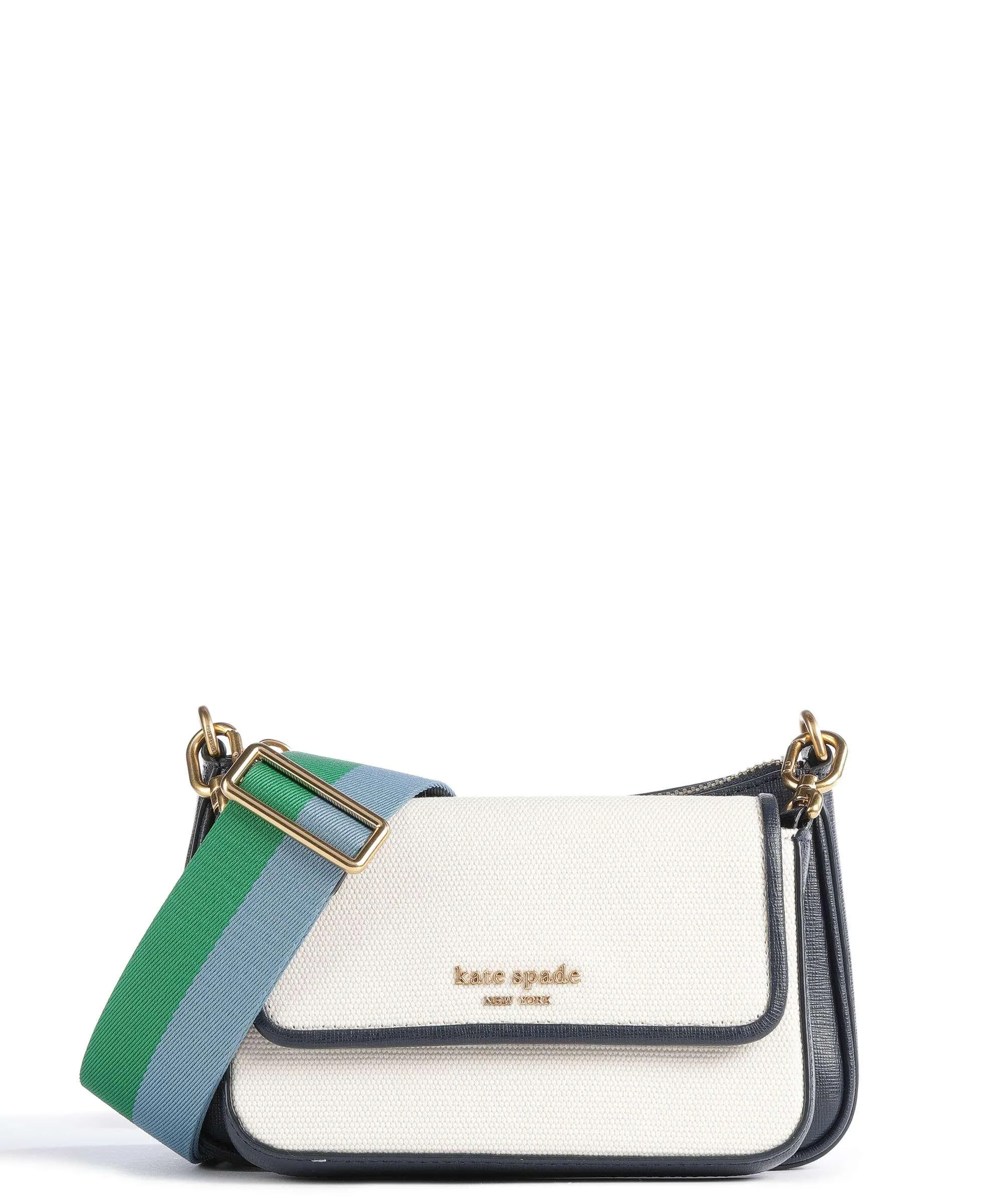  Kate Spade New York Morgan Double Up Borsa a tracolla tela, pelle granulata blu scuro  