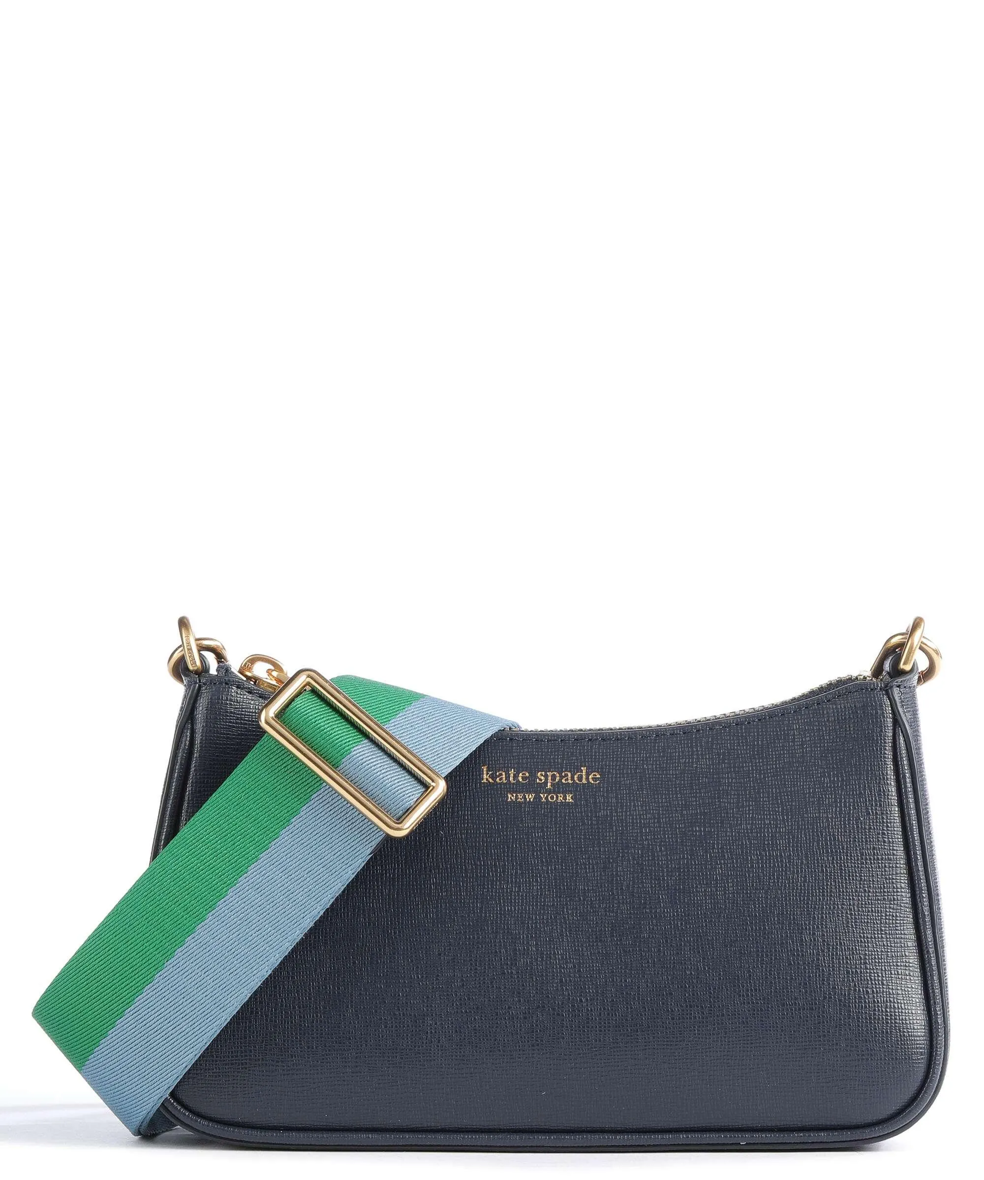  Kate Spade New York Morgan Double Up Borsa a tracolla tela, pelle granulata blu scuro  