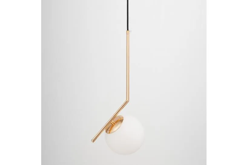 Lampada a sospensione a sfera in vetro bianco oro caldo SORENTO D15