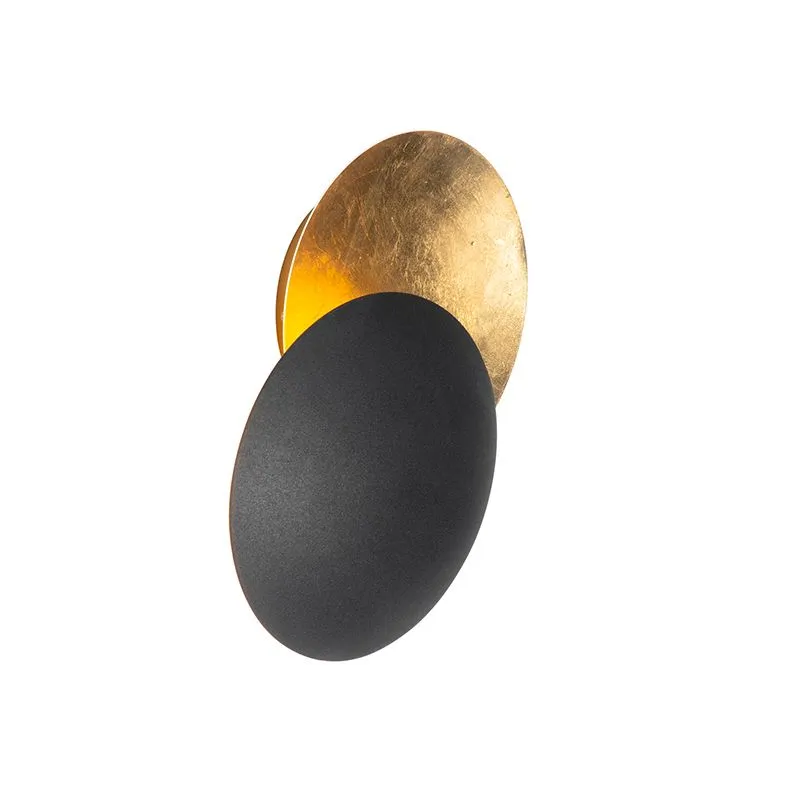 Lampada da parete moderna nera con oro - Sunrise