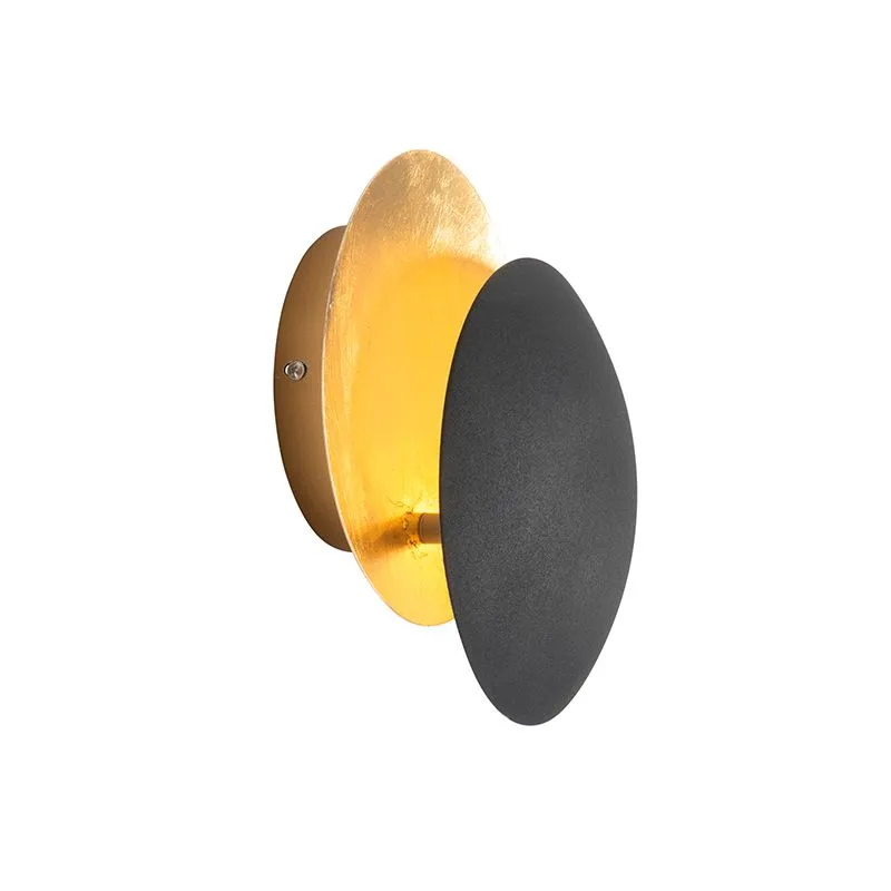 Lampada da parete moderna nera con oro - Sunrise