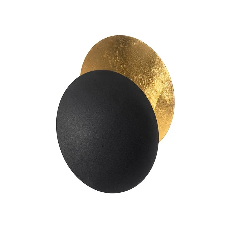 Lampada da parete moderna nera con oro - Sunrise