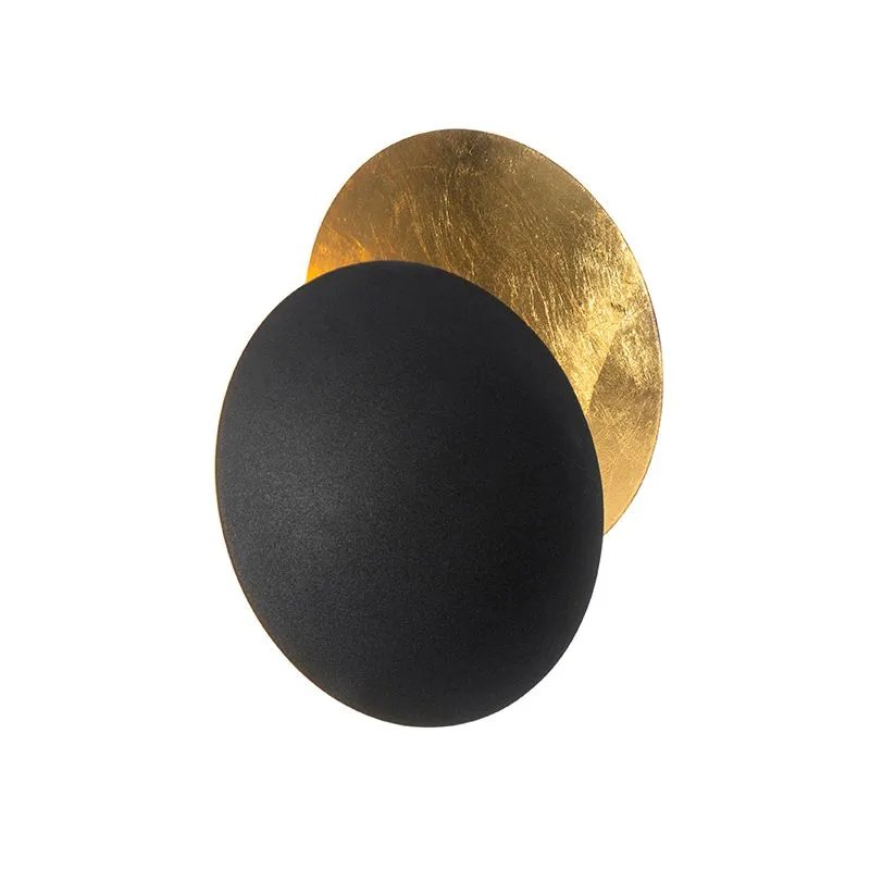 Lampada da parete moderna nera con oro - Sunrise