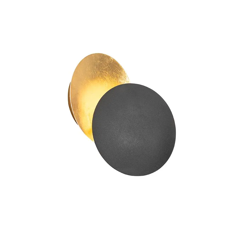 Lampada da parete moderna nera con oro - Sunrise