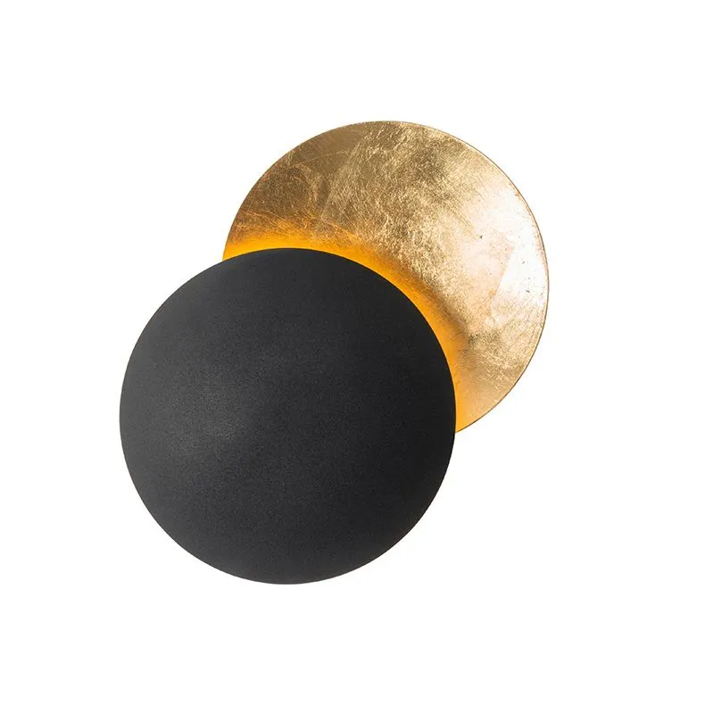 Lampada da parete moderna nera con oro - Sunrise