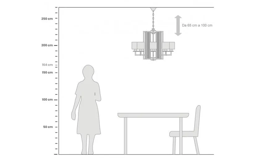 Lampadario a sospensione moderno di metallo cromato MANHATTAN W8