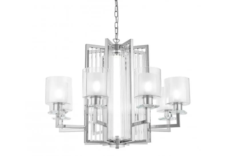 Lampadario a sospensione moderno di metallo cromato MANHATTAN W8