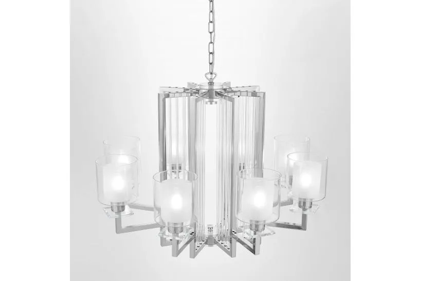 Lampadario a sospensione moderno di metallo cromato MANHATTAN W8