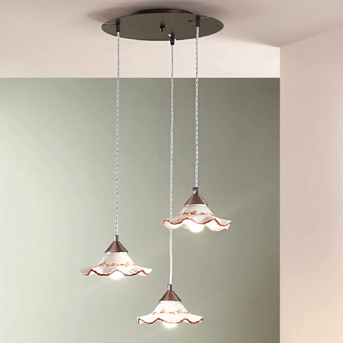 Lampadario ceramica Due P illuminazione HOPE S3 E27 LED classica lampada soffitto sospensione