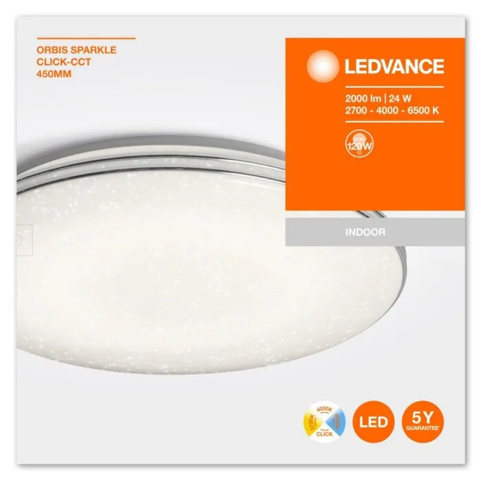 LEDVANCE ORBIS Plafoniera Argento, 1-Luce, Cambia colore