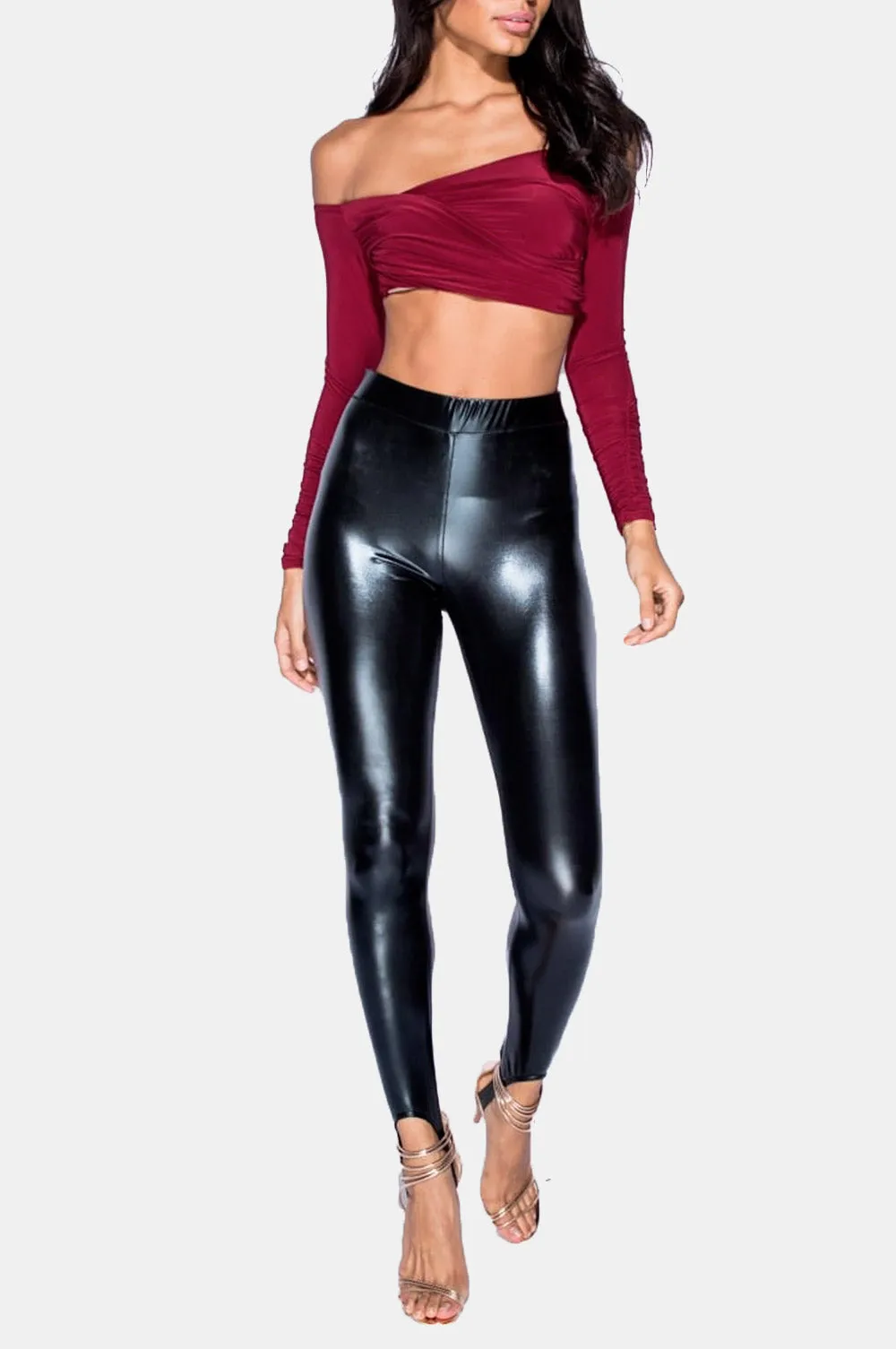 Legging in finta pelle nero