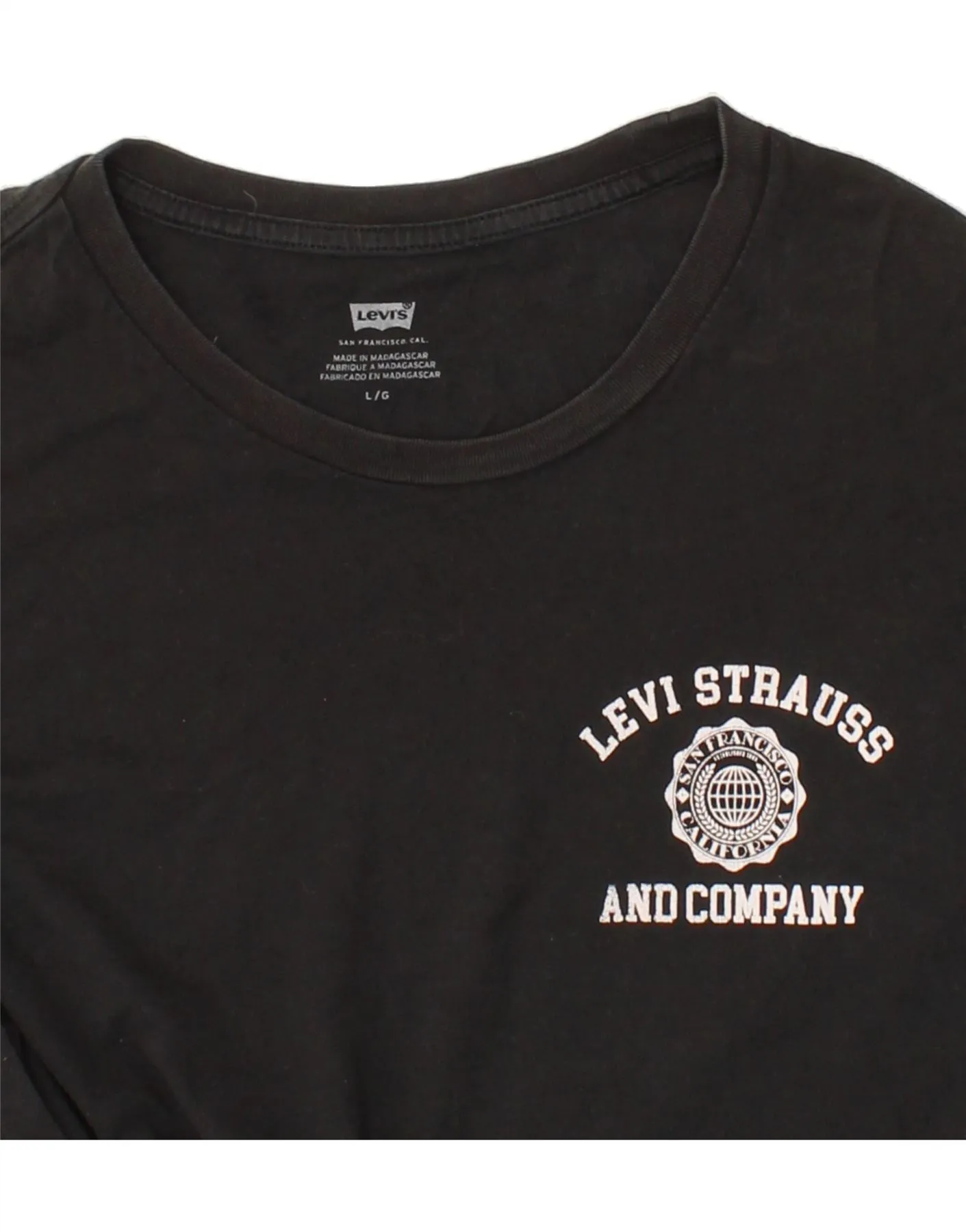 LEVI'S Mens Graphic Top Long Sleeve Large Black Cotton