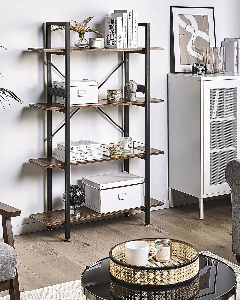 Libreria a 4 ripiani DARBY 140 cm Marrone scuro
